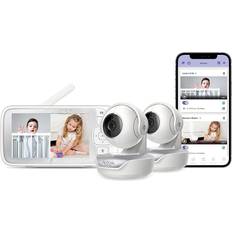 Child Safety Hubble Connected Twin 5" Smart Baby Monitor with Camera and Audio, NightVision Smart Baby Camera Monitor; Pan Tilt Zoom; 2Way Talk & Room Temp Sensor, 1000ft Range, WiFi Baby Monitor with Smartphone App