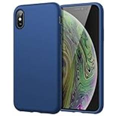 JeTech Silikonskal för iPhone XS och iPhone X 5,8 Tum, Silkes Mjuk Beröring Full Kropp Skyddande Telefon Case, Stötsäkert Cover med Mikrofiber Foder Blå Kobolt