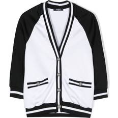 Balmain Kid's Logo Cardigan - White/Black (BU4A40 Z1869-100NE)