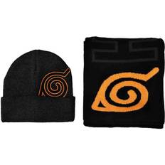 BioWorld Naruto Hidden Leaf Village Beanie and Scarf Combo Black/Orange