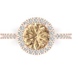 Clara Pucci 1.86 ct Brilliant Round Cut Simulated Diamond 18K Rose Gold Halo Solitaire with Accents Ring SZ 5.25
