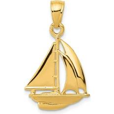 Gold Charms & Pendants Bagatela 14K Yellow Gold Polished Open-Backed Sailboat Pendant