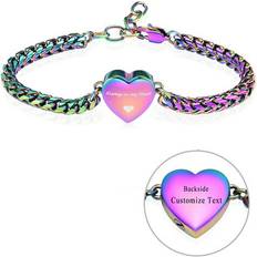 Bracelets Constantlife Stainless Steel Heart Locket Cuban Link Bracelet Funeral Urns Bracelets for Cremation Ashes