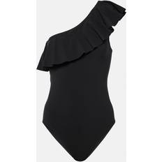 XXS Swimsuits Isabel Marant Sicilya Ruffled One-Shoulder Swimsuit - Black