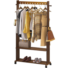 Bamboo Clothing Storage Unho Double-thick Bamboo Rolling Garment Clothes Rack