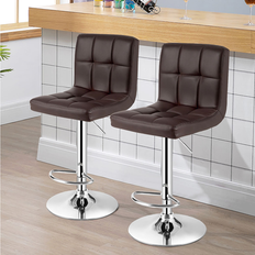 Stools Costway Set of Adjustable Bar Kitchen Seating Stool 2