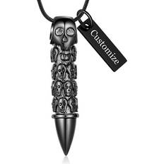 Constantlife Skull Bullet Urn Necklace - Black/Transparent