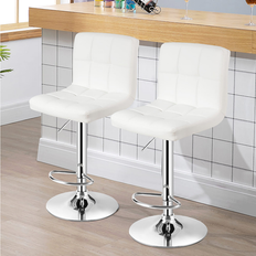 Stools Costway Set of Adjustable Bar Kitchen Seating Stool 2