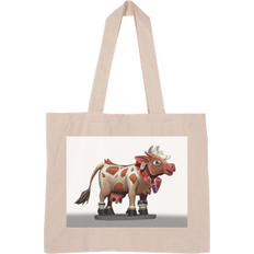 Totes & Shopping Bags East Urban Home Light Brown Cow Large Organic Bag Cotton Canvas in White 1 H x 1 W x 1 D in s- White