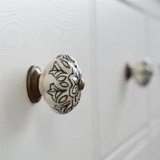 Floral Ceramic Cabinet Knobs Pack of 6 Black