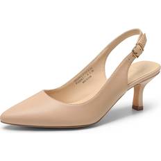 Dream Pairs Women's Kitten Heel Slingback Pointed Closed Toe Low Stiletto Heels Dress Bridal Elegant Wedding Pumps - Nude