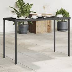Rattan Haveborde Havemøbler vidaXL Havebord Med Glastop 115x54x74 cm Polyrattan Sort