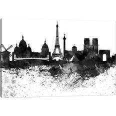 Latitude Run Paris Skyline Black & White Drops Framed Art