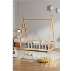 Living and Home Color Kid's Premium Wood Bed Frame with Fence