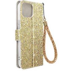 Avizar Funda para iPhone 15 Plus Glitter Disco Cartera Portavideos Dorado dorado