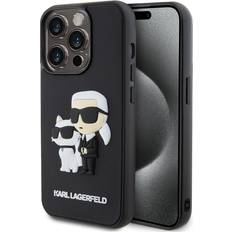 Karl Lagerfeld Handyfutterale Karl Lagerfeld & Choupette 3D Rubber Hardcase Backcover für das iPhone 15 Pro Schwarz