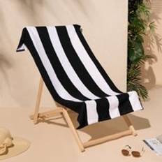 Cotton Bath Towels OHS Stripe Quick Microfibre Absorbent Bath Towel Black