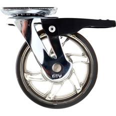 DIY Accessories GTV 75mm Brown Rubber Swivel Castor Wheel with Brake Trolley Caster Heavy Duty