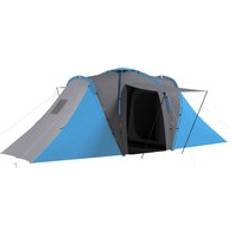 6 man tent OutSunny 4-6 Man Large Camping Tent with 2 Bedroom and Living Area Blue One Size