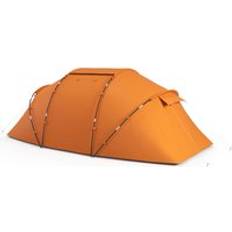 OutSunny 4-6 Man Camping Tent w/ Two Bedroom, Hiking Shelter, UV Protection Tunnel Tent, Orange