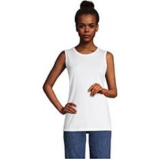 Tank Tops Lands' End Womens Supima Cotten Crew Neck Tank White Plus 3X