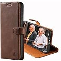 Snakehive Läderplånbok för Samsung Galaxy S24 Plus 5G – äkta läder plånbok telefonfodral – äkta läder med visningsstativ och 3 korthållare – flip folio fodral med kortplats brun