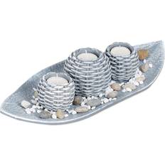 Relaxdays Atmospheric Table Decoration Gray Fyrfadsstage 4cm 3stk