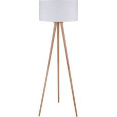 Lindby Charlia White/Wood Floor Lamp 150cm