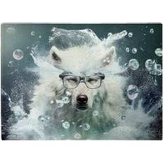 White Chopping Boards Warren Reed Wolf With Splashart Chopping Board