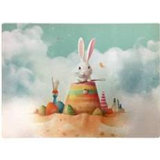 White Chopping Boards Warren Reed Rabbit On A Beach Holiday Chopping Board