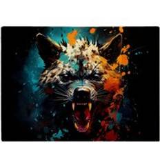 Blue Chopping Boards Warren Reed Splashart Angry Hyena Face Chopping Board