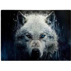 White Chopping Boards Warren Reed Wolf Face Splashart Chopping Board