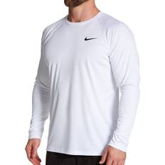 Long Sleeves Rash Guards & Base Layers Nike Men's Dri-Fit Long Sleeve Rashguard in White ESSA587 HisRoom.com