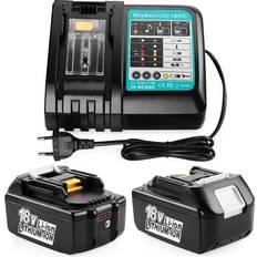 Makita 18v batteri 5.0 ah Energup Replacement Battery Charger for Makita + 2x18V 5.0Ah