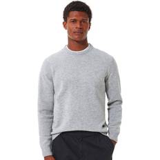 Barbour Men Sweaters Barbour Mens Lambswool Elbow Patch Sweater Grey