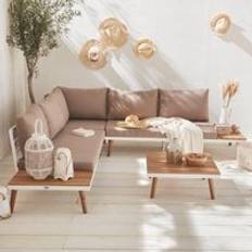 White Outdoor Sofas Sweeek 5-seater Wooden Garden Set Outdoor Sofa