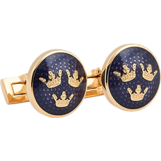 Herren - Vergoldet Manschettenknöpfe Skultuna Three Kronor Cufflinks Large - Gold/Blue