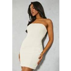 Clothing Misspap Textured Bandeau Bodycon Mini Dress Cream