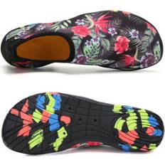 Black Floral, 10 Water Shoes Womens Mens Kids Beach Barefoot Non Slip Surfing Swiming Aqua Shoes Not Specified