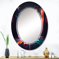 Mirrors Design Art 'Futuristic New York City Neon I' Printed City Wall Mirror