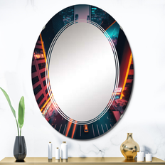 Mirrors Design Art 'Futuristic New York City Neon IV' Printed City Wall Mirror