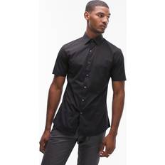 Sort kortærmet formel slim fit-skjorte-Black