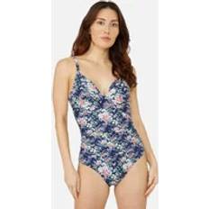 Debenhams Women's Womens/Ladies Floral Twisted One Piece Swimsuit Navy