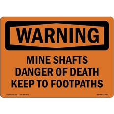 Brown Workplace Signs SignMission Warning Sign Mine Shafts Danger of Death Keep to Footpaths