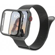Apple watch cover Shein 1set Fashionable Three-In-One Magnetic Stainless Steel Watch Band And Case Cover With Dual-Row Drill For Apple Watch, Seri
