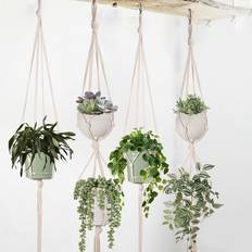 Herdekrokar Shein 2pcs Woven Plant Hanger, Beige Hanging Plant Basket For Home Decor