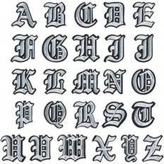 Laglappar Shein 1pc Optional Black Edge Alphabet Embroidered Patch, Iron On/Badges, Clothing & Accessories Decoration