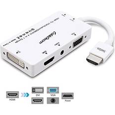 Cabledeconn Multiport 4-in-1 HDMI to HDMI/DVI/VGA Adapter Output Converter