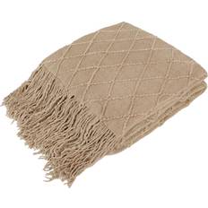 PAVILIA Tan Taupe Knit Twin Blanket Farmhouse Blankets Beige