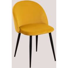Chaises Sklum Lot 4 Chaises En Velours Kana Noir Chaise de Cuisine 4pcs